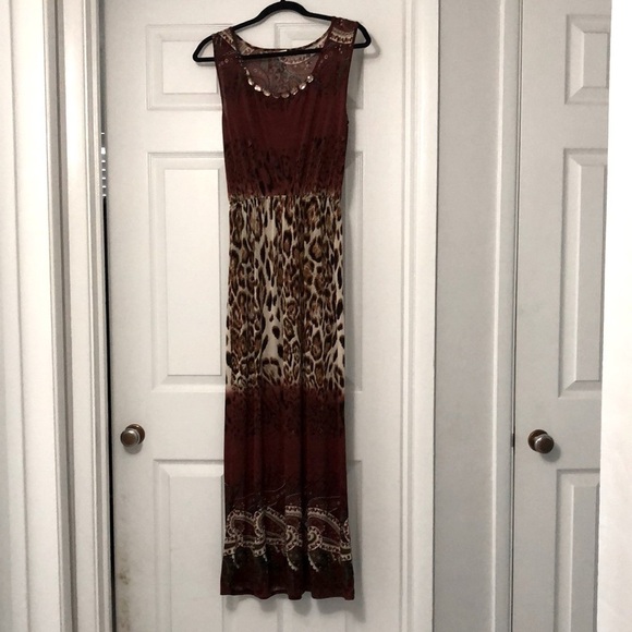 Silk Blend Animal Print Maxi Dress Size Medium - Picture 1 of 6